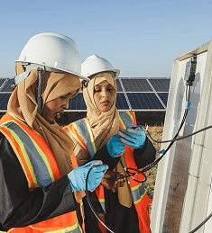 Women working on energy solutions