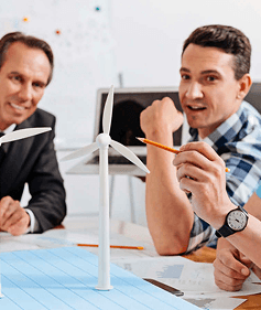 Business meeting with energy models