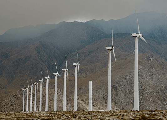 Wind turbines on a mountain